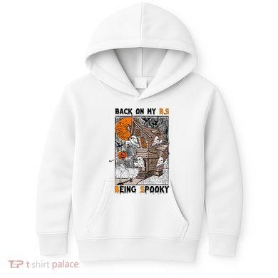 Back on my BS being spooky boo skeleton pumpkin Halloween  Kids Hoodie