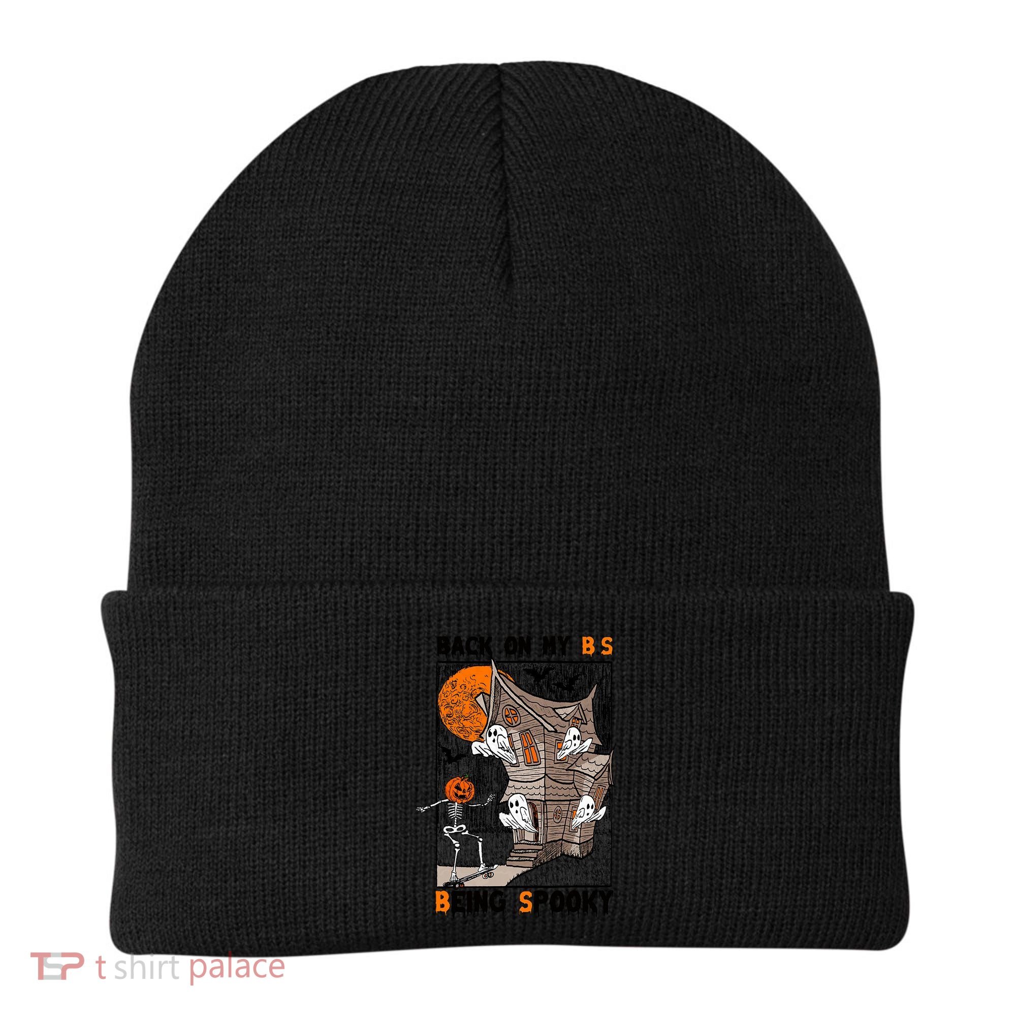 Back On My BS Being Spooky Boo Pumpkin Halloween Beanie