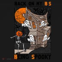 Back On My BS Being Spooky Boo Pumpkin Halloween Women's Hoodie thumb 2