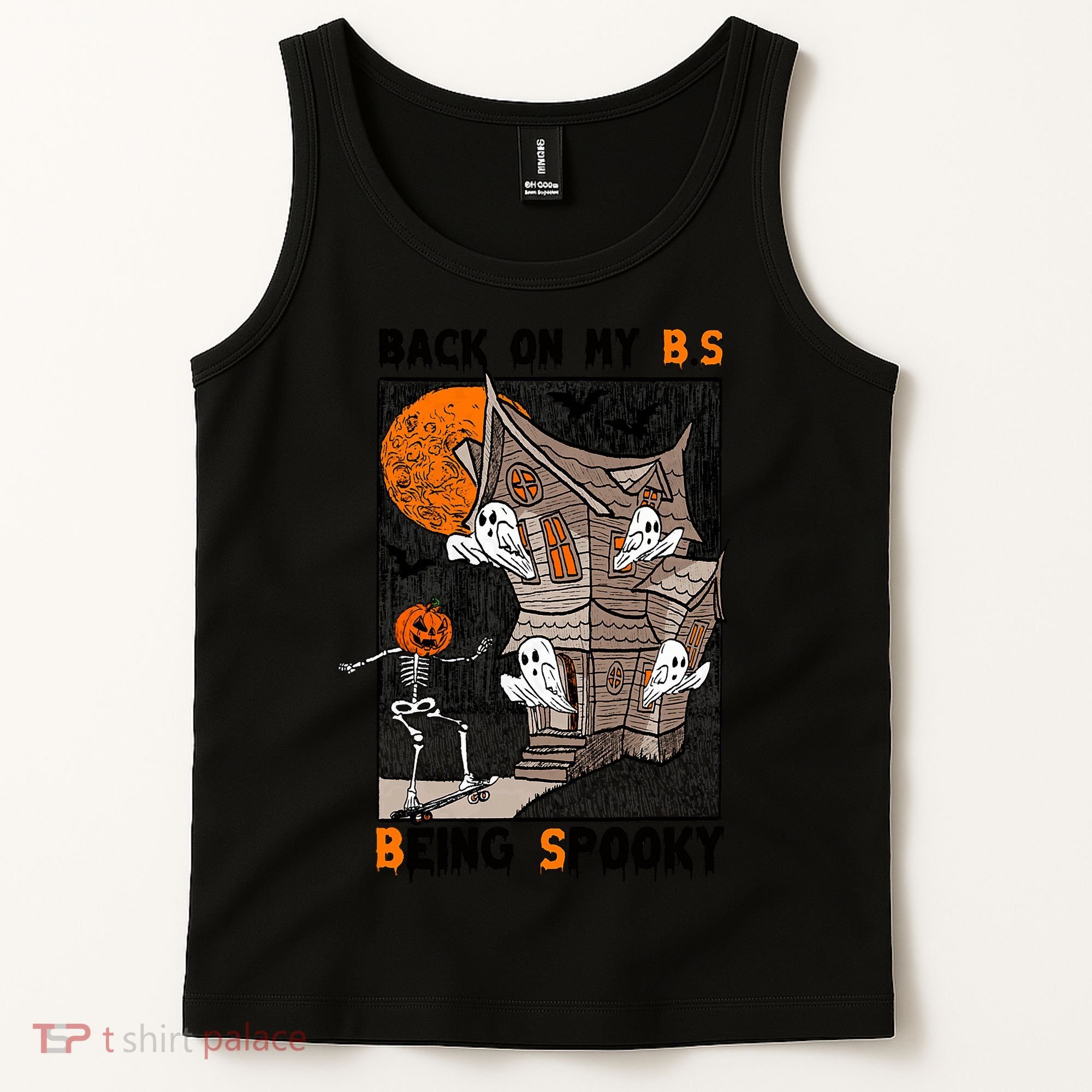 Back On My BS Being Spooky Boo Pumpkin Halloween Tank Top