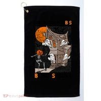 Back On My BS Being Spooky Boo Pumpkin Halloween Golf Towel thumb 0