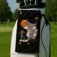 Back On My BS Being Spooky Boo Pumpkin Halloween Golf Towel thumb 2