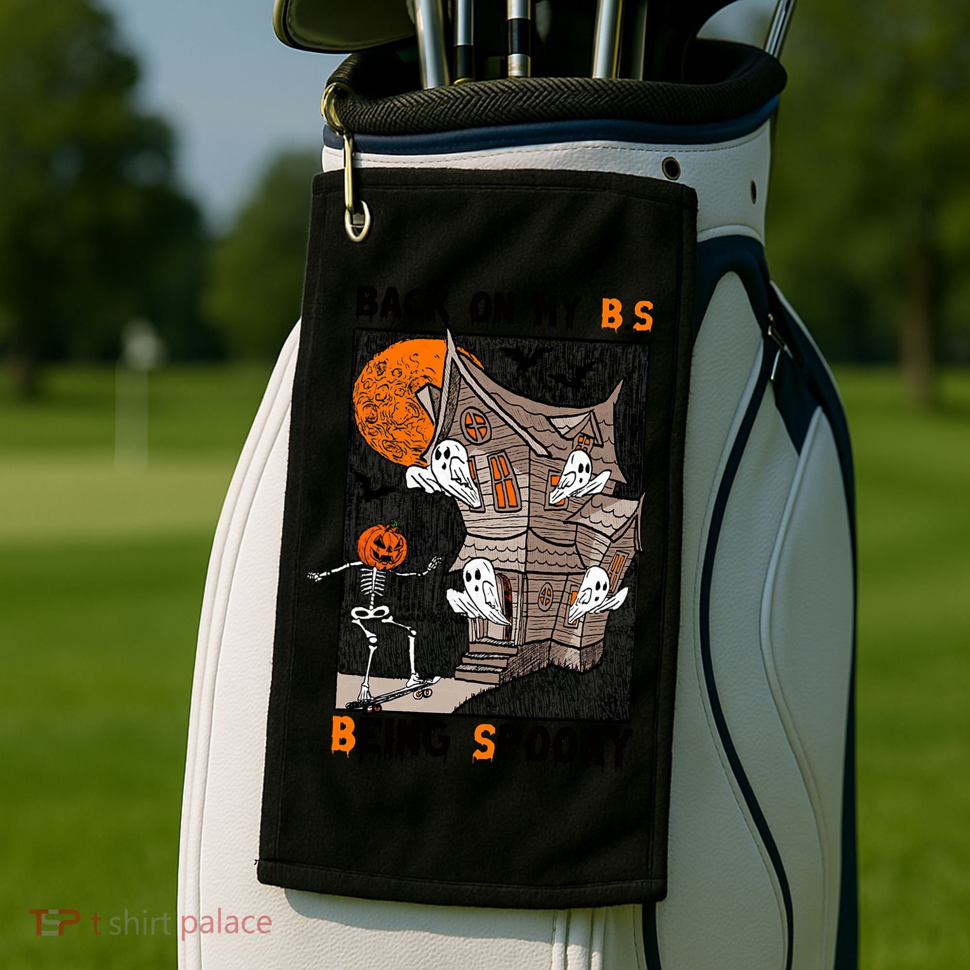Back On My BS Being Spooky Boo Pumpkin Halloween Golf Towel