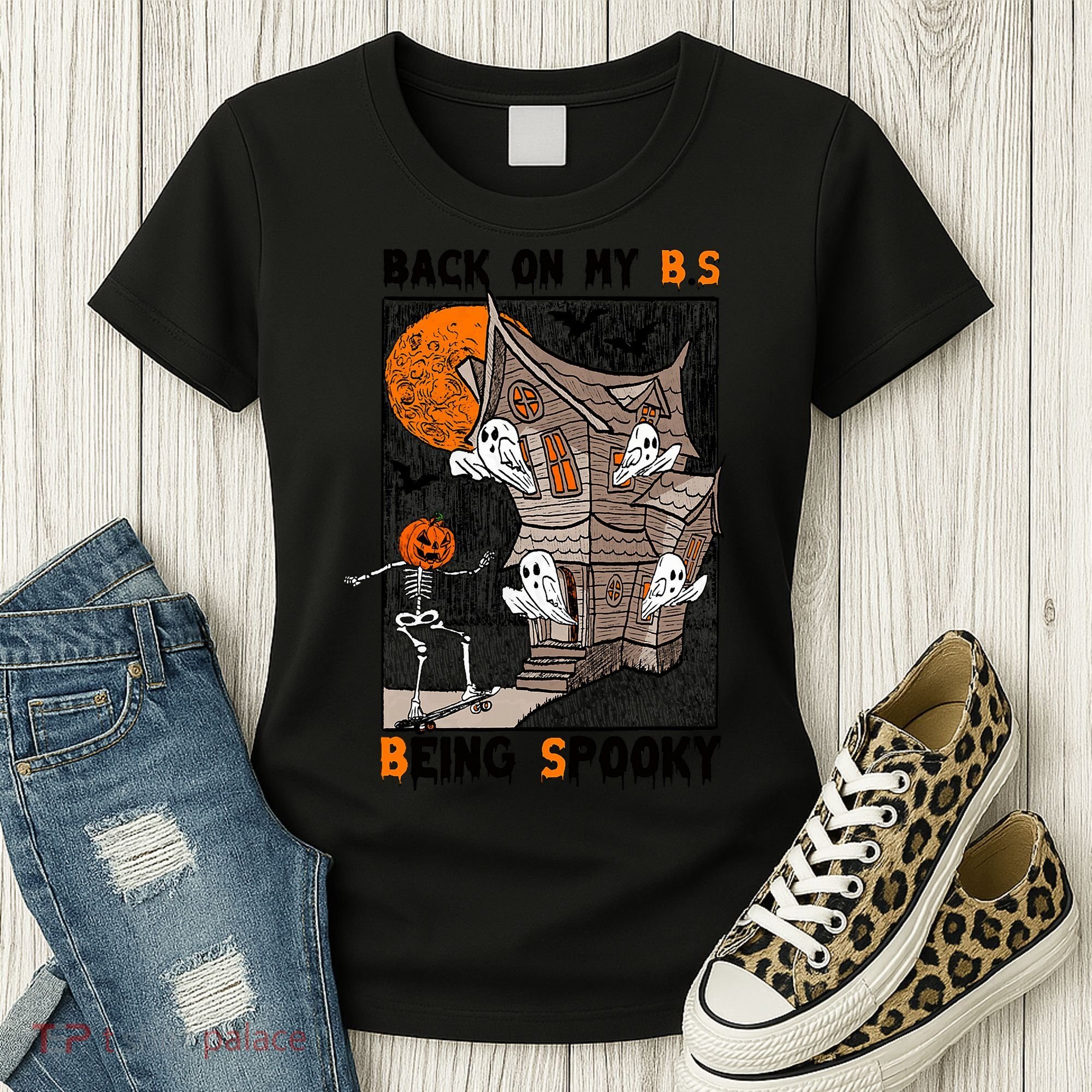 Back On My BS Being Spooky Boo Pumpkin Halloween Women's T-Shirt