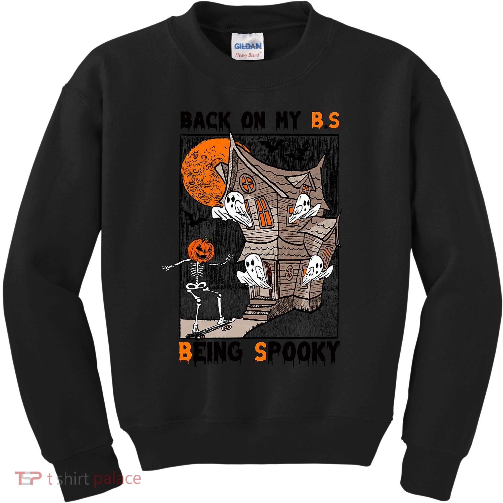 Back On My BS Being Spooky Boo Pumpkin Halloween Kids Sweatshirt