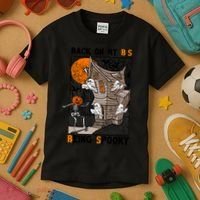 Back On My BS Being Spooky Boo Pumpkin Halloween Kids T-Shirt thumb 3