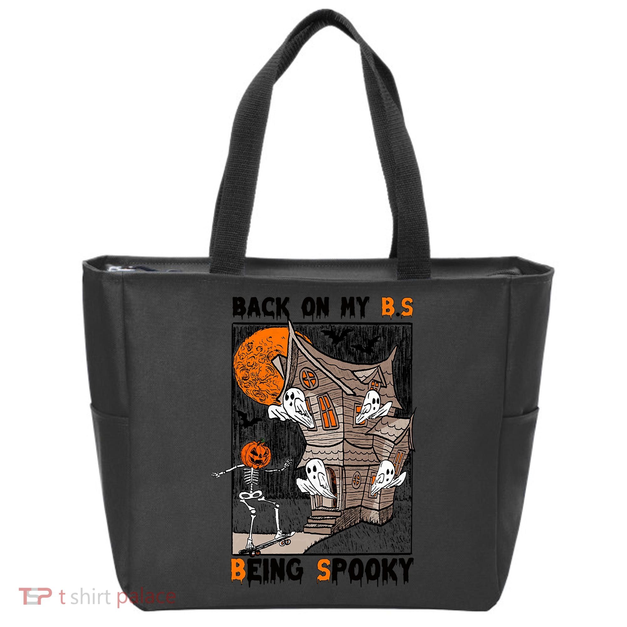 Back On My BS Being Spooky Boo Pumpkin Halloween Tote Bag