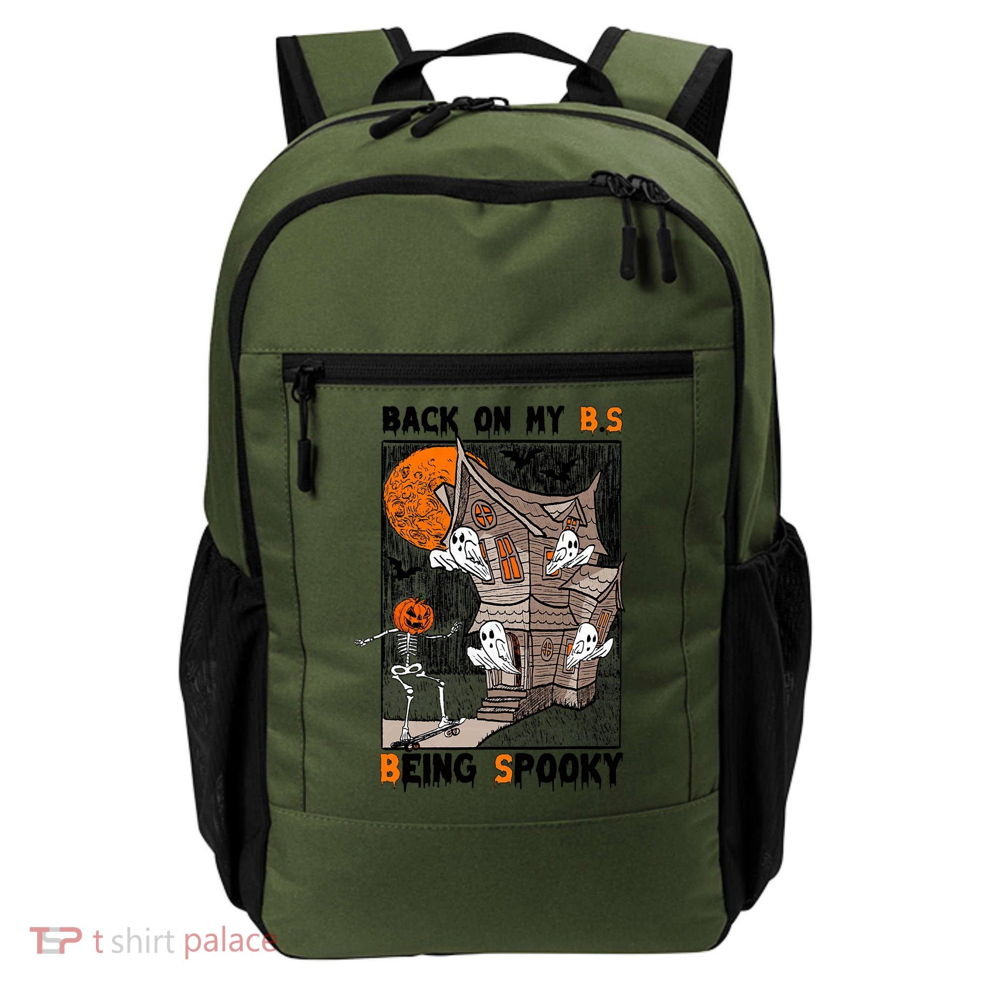 Back On My BS Being Spooky Boo Pumpkin Halloween Backpack