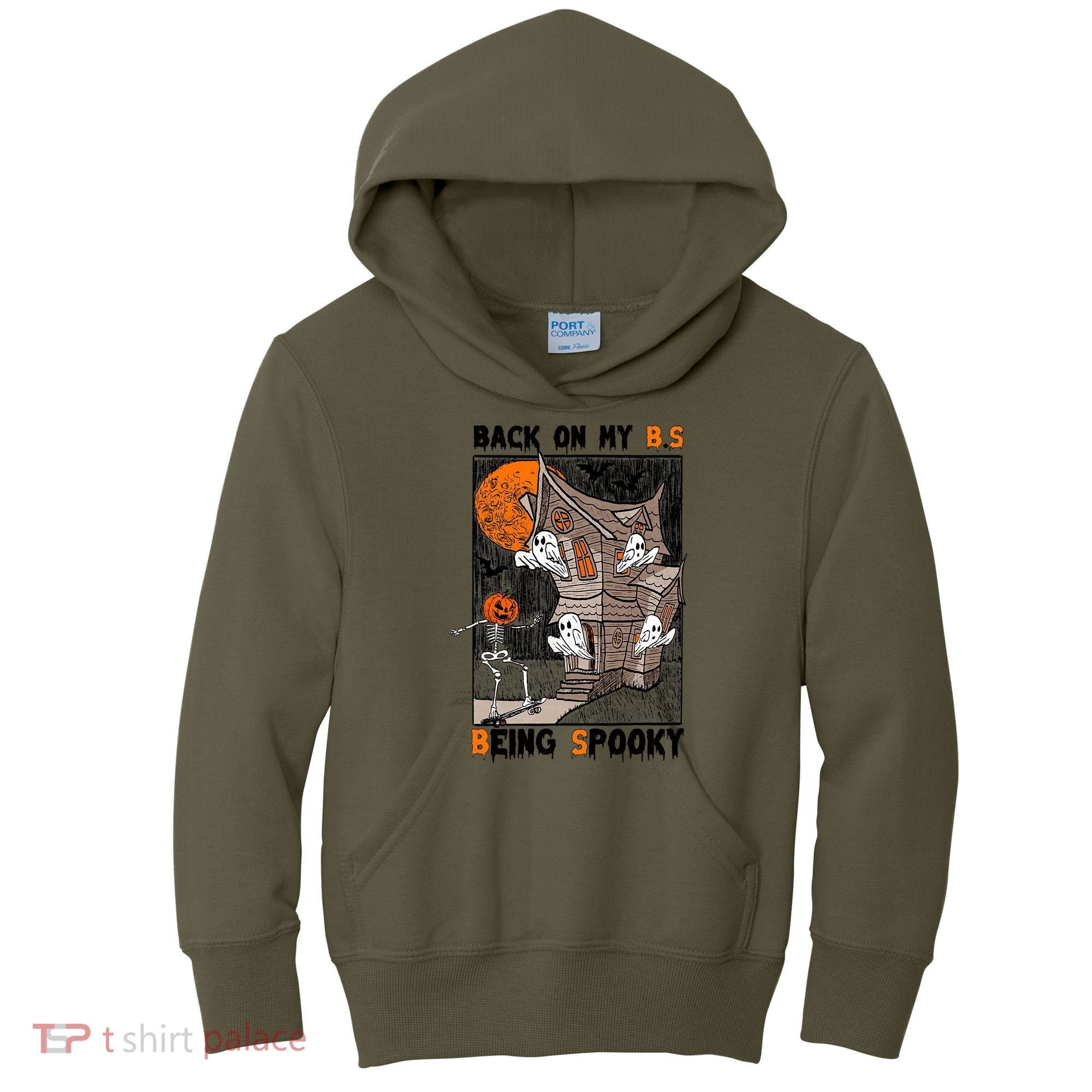 Back On My BS Being Spooky Boo Pumpkin Halloween Kids Hoodie