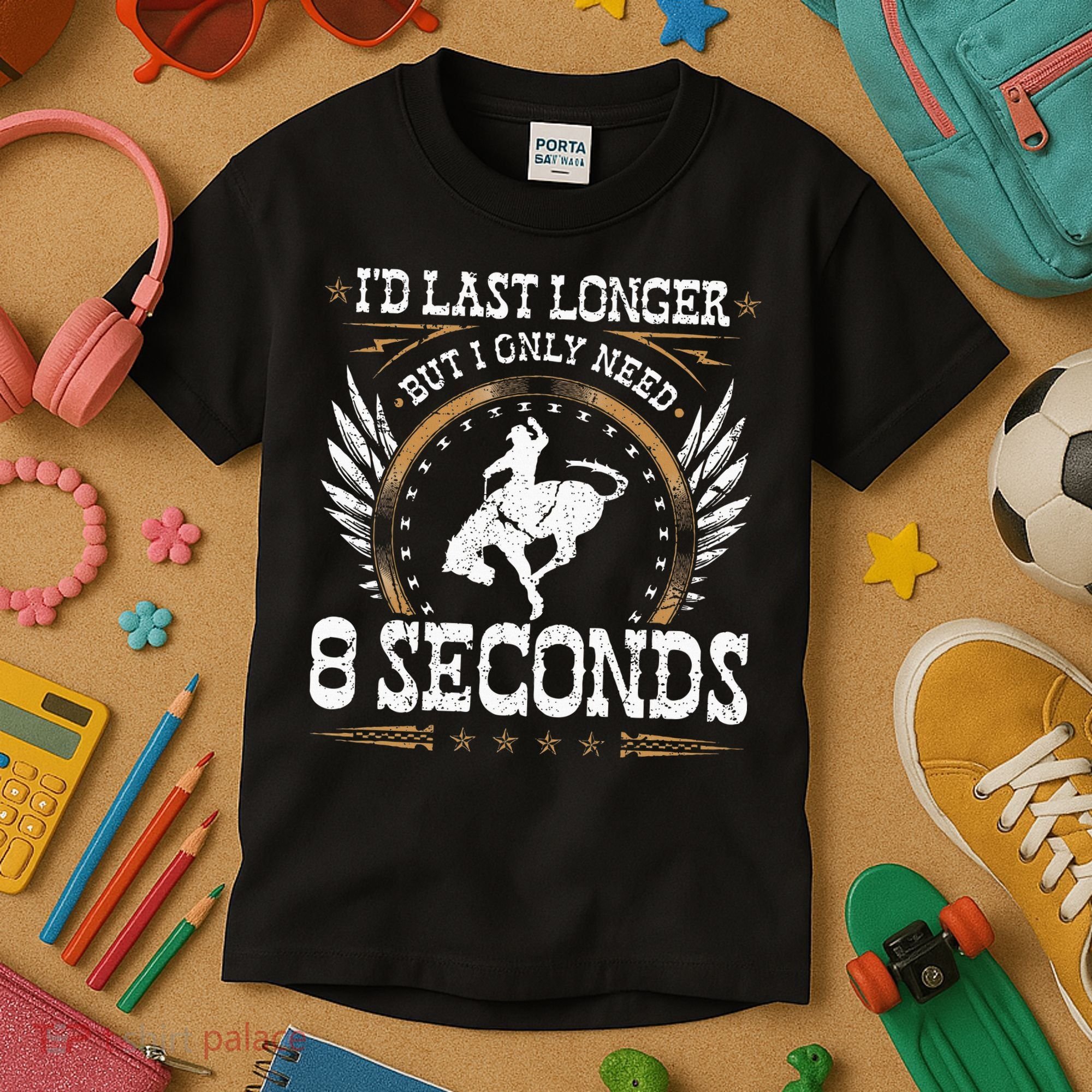 Bucking Only Need 8 Seconds Rodeo Cowboy Bronc Rider Kids T-Shirt