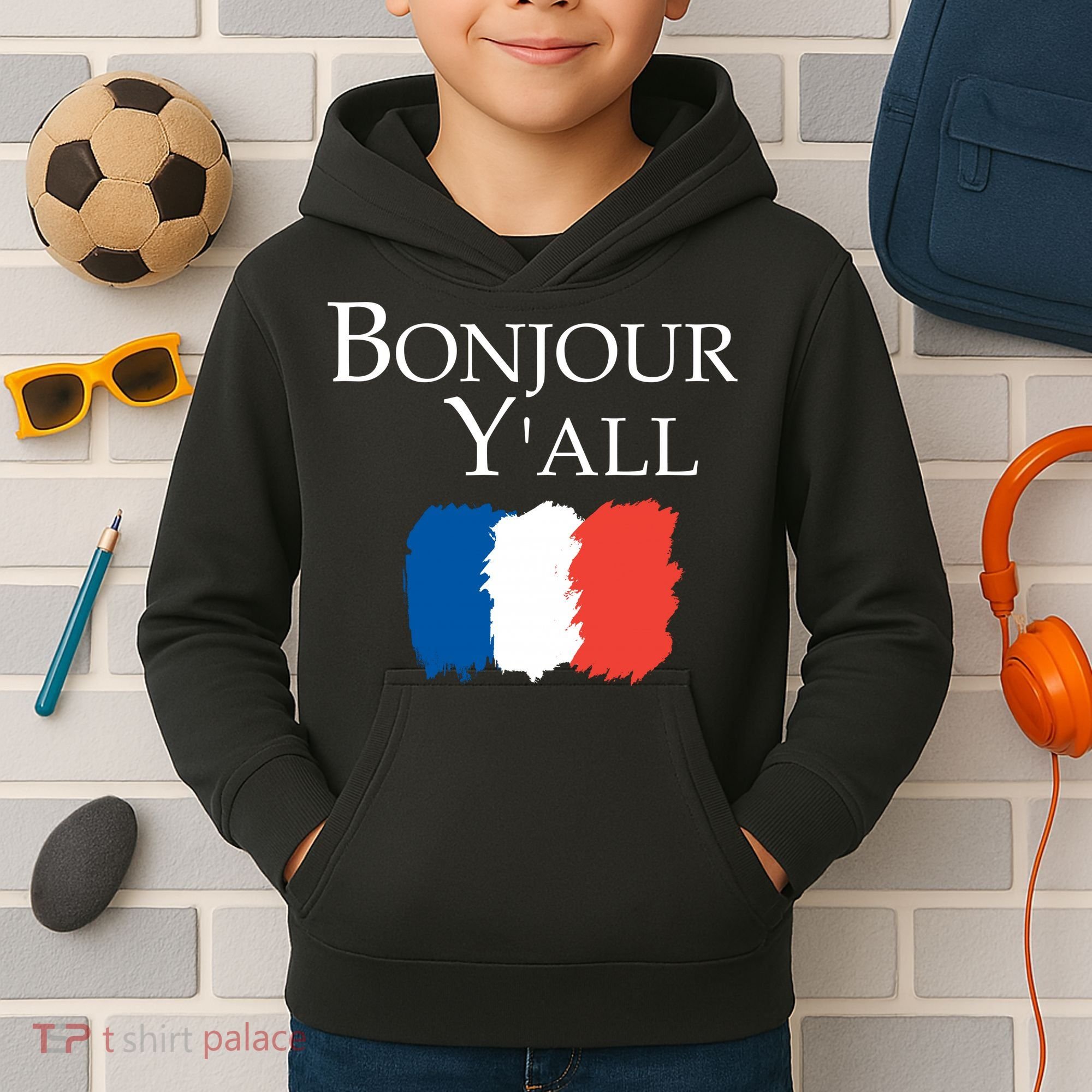 Bonjour Y'all French Parris Kids Hoodie