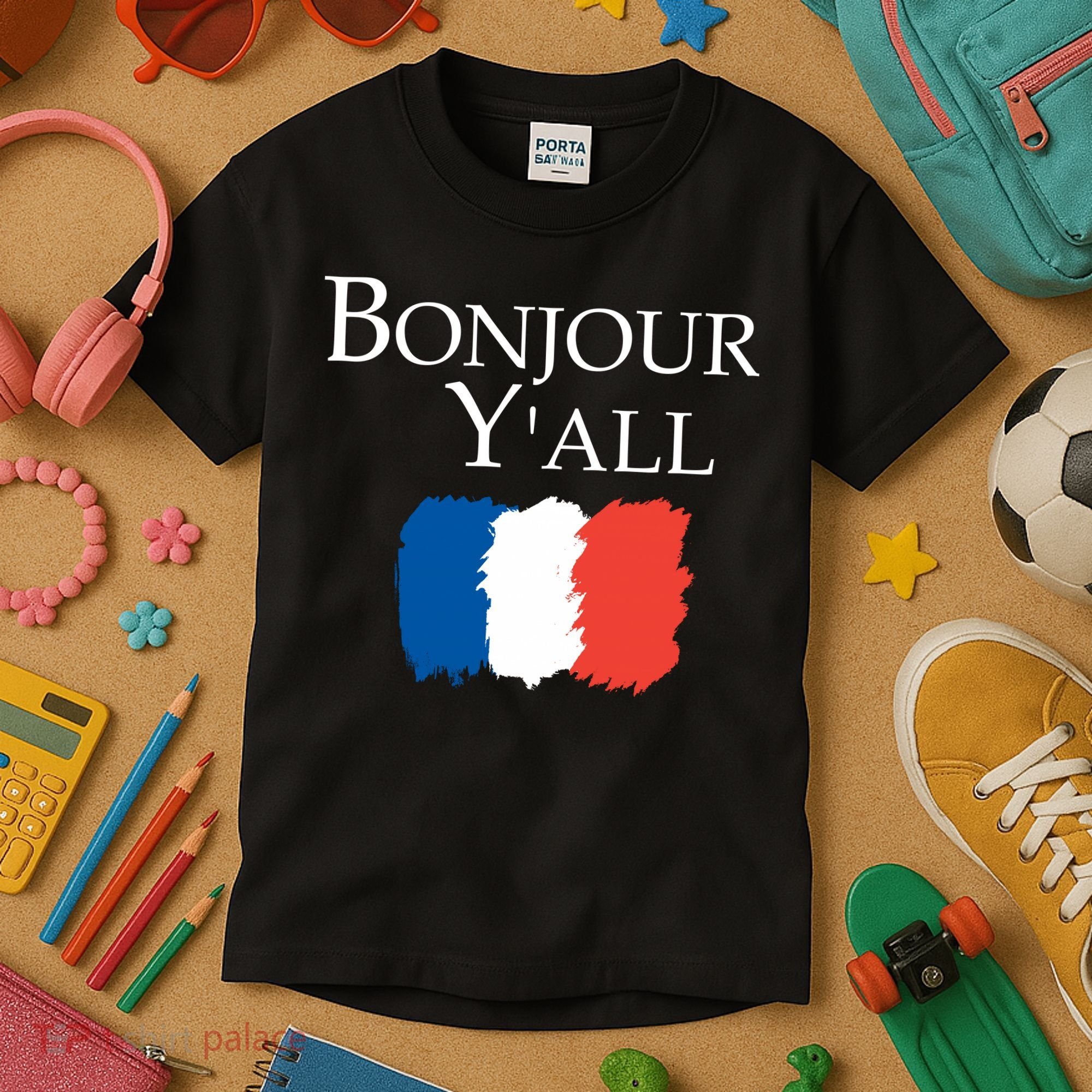 Bonjour Y'all French Parris Kids T-Shirt