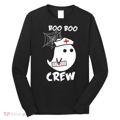 Boo Boo Crew Nurse Ghost Funny Halloween Long Sleeve Shirt