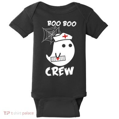 Boo Boo Crew Nurse Ghost Funny Halloween Baby Bodysuit