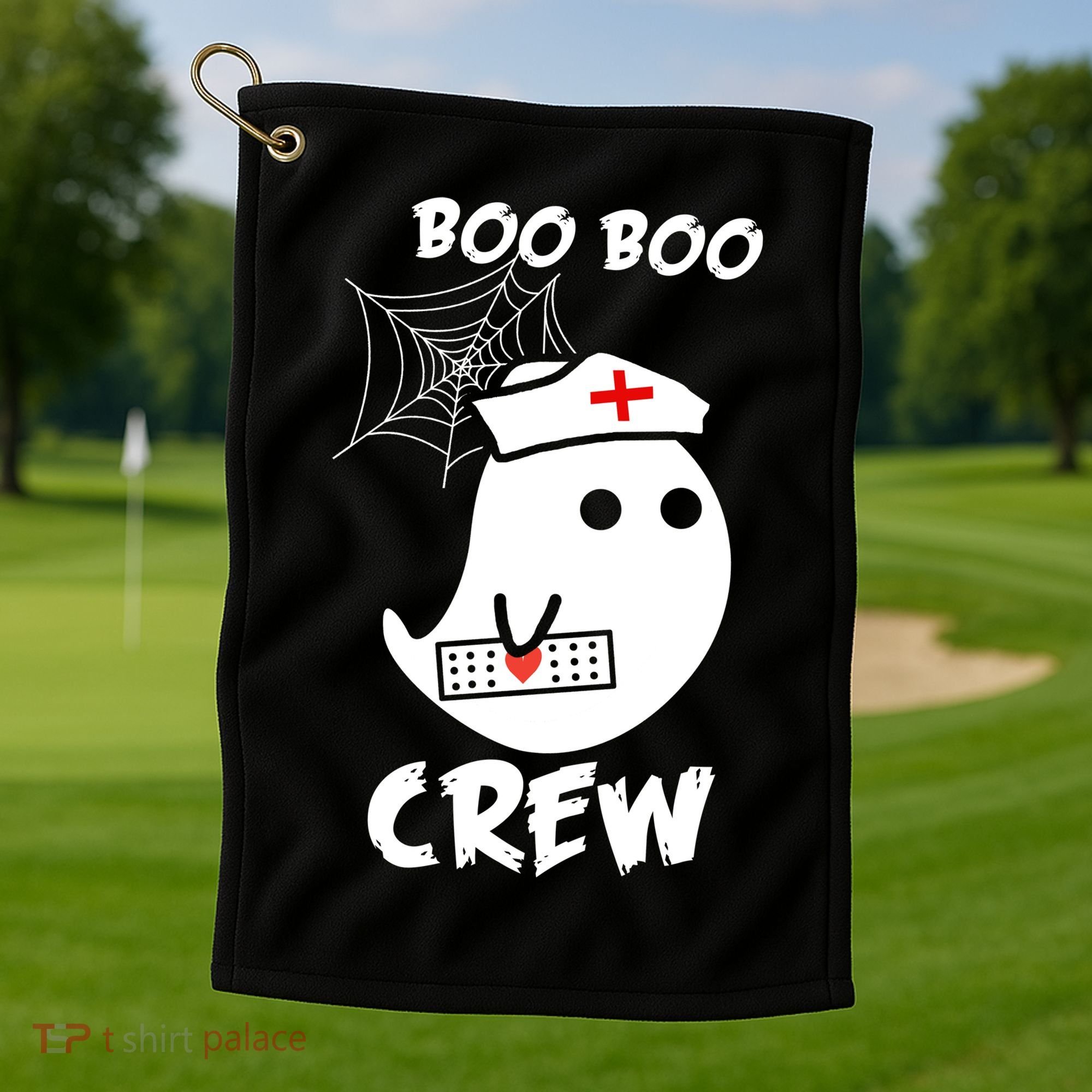 Boo Boo Crew Nurse Ghost Funny Halloween Golf Towel