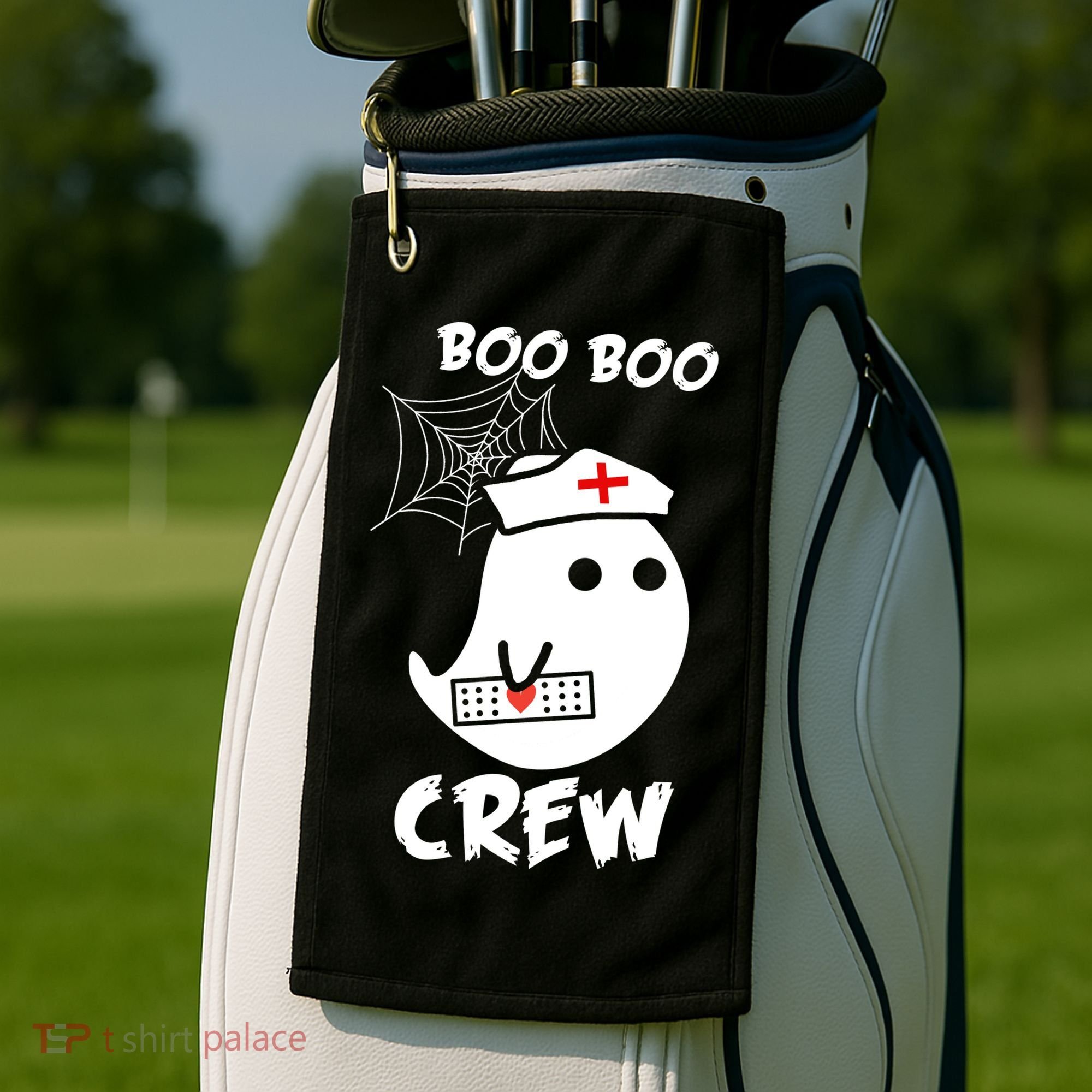 Boo Boo Crew Nurse Ghost Funny Halloween Golf Towel