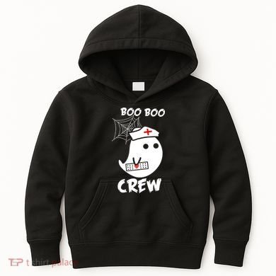 Boo Boo Crew Nurse Ghost Funny Halloween Kids Hoodie