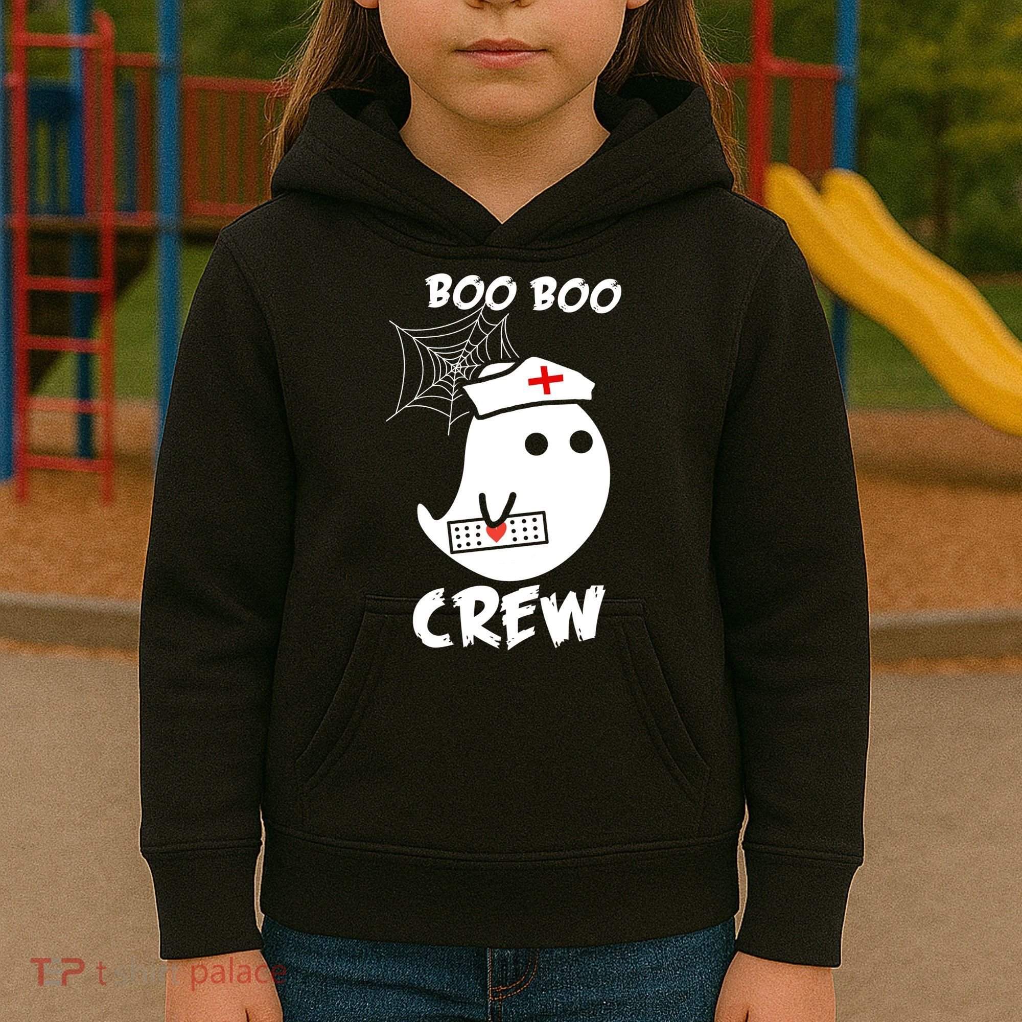 Boo Boo Crew Nurse Ghost Funny Halloween Kids Hoodie