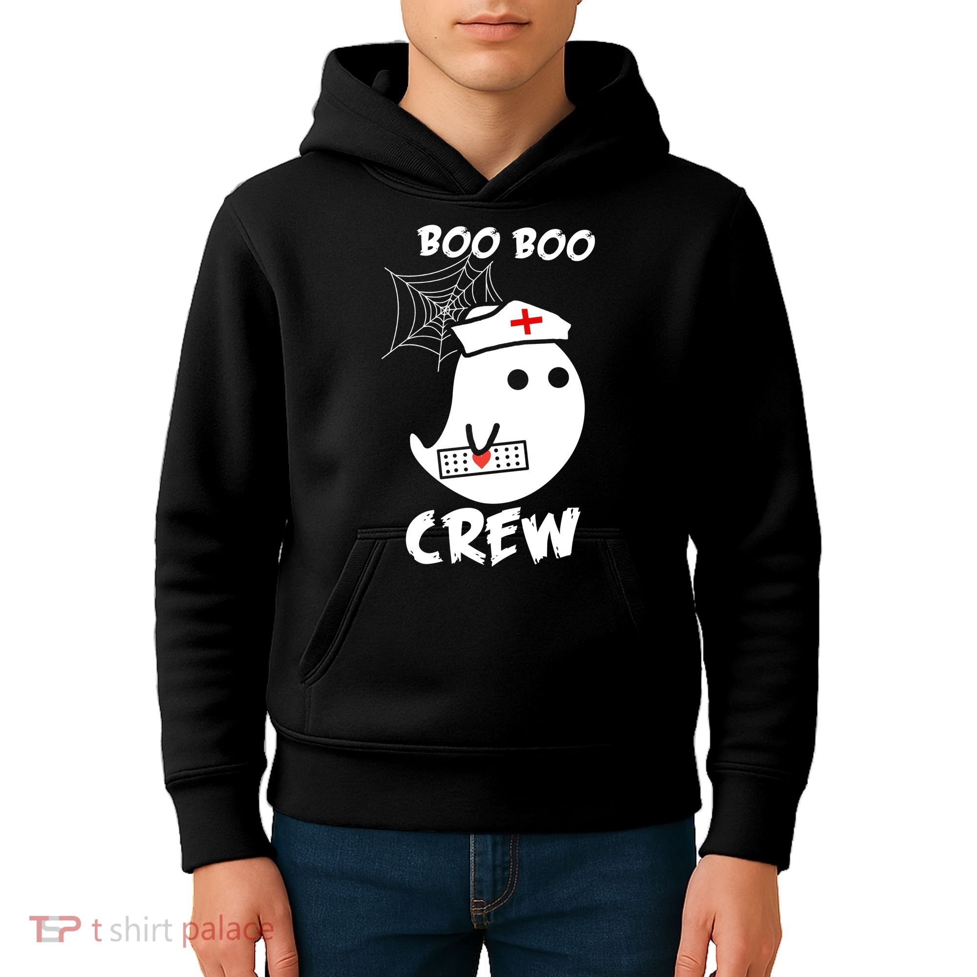 Boo Boo Crew Nurse Ghost Funny Halloween Kids Hoodie