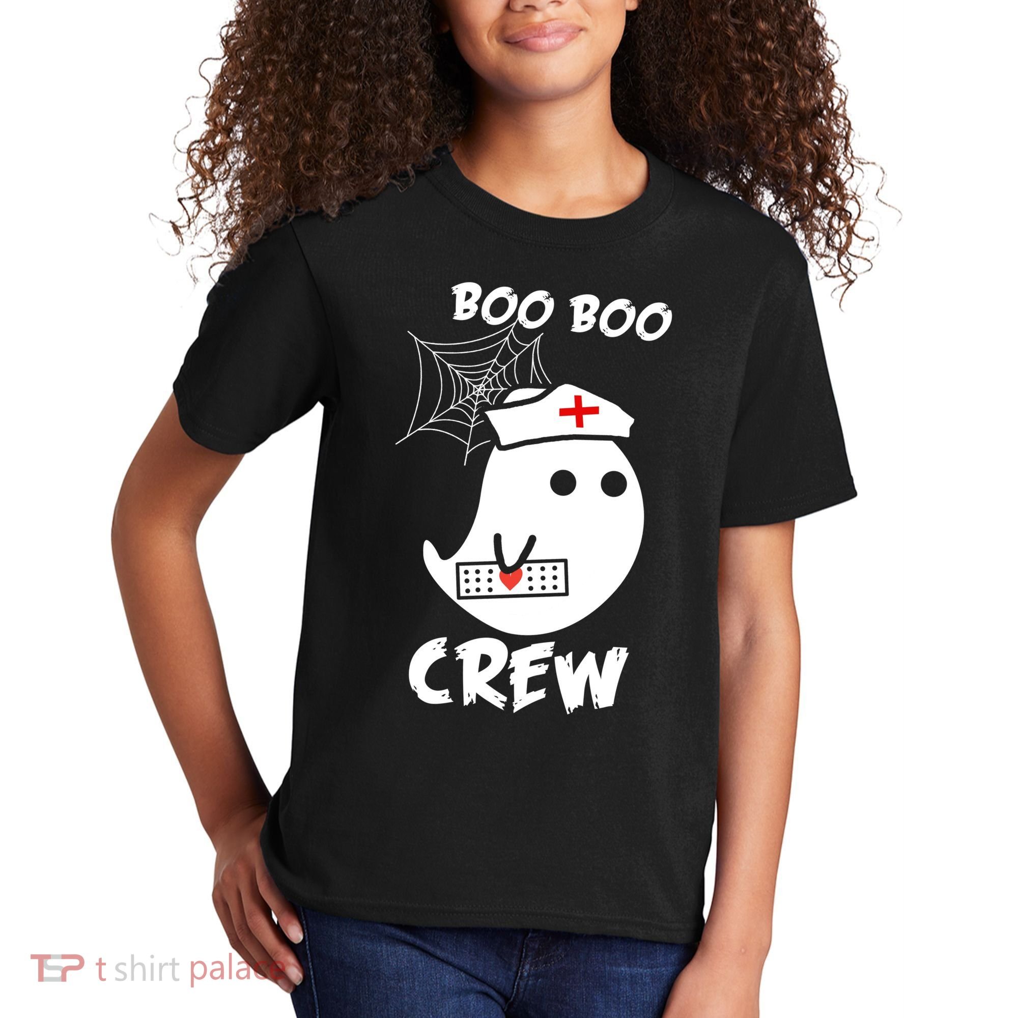 Boo Boo Crew Nurse Ghost Funny Halloween Kids T-Shirt