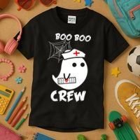 Boo Boo Crew Nurse Ghost Funny Halloween Kids T-Shirt thumb 3