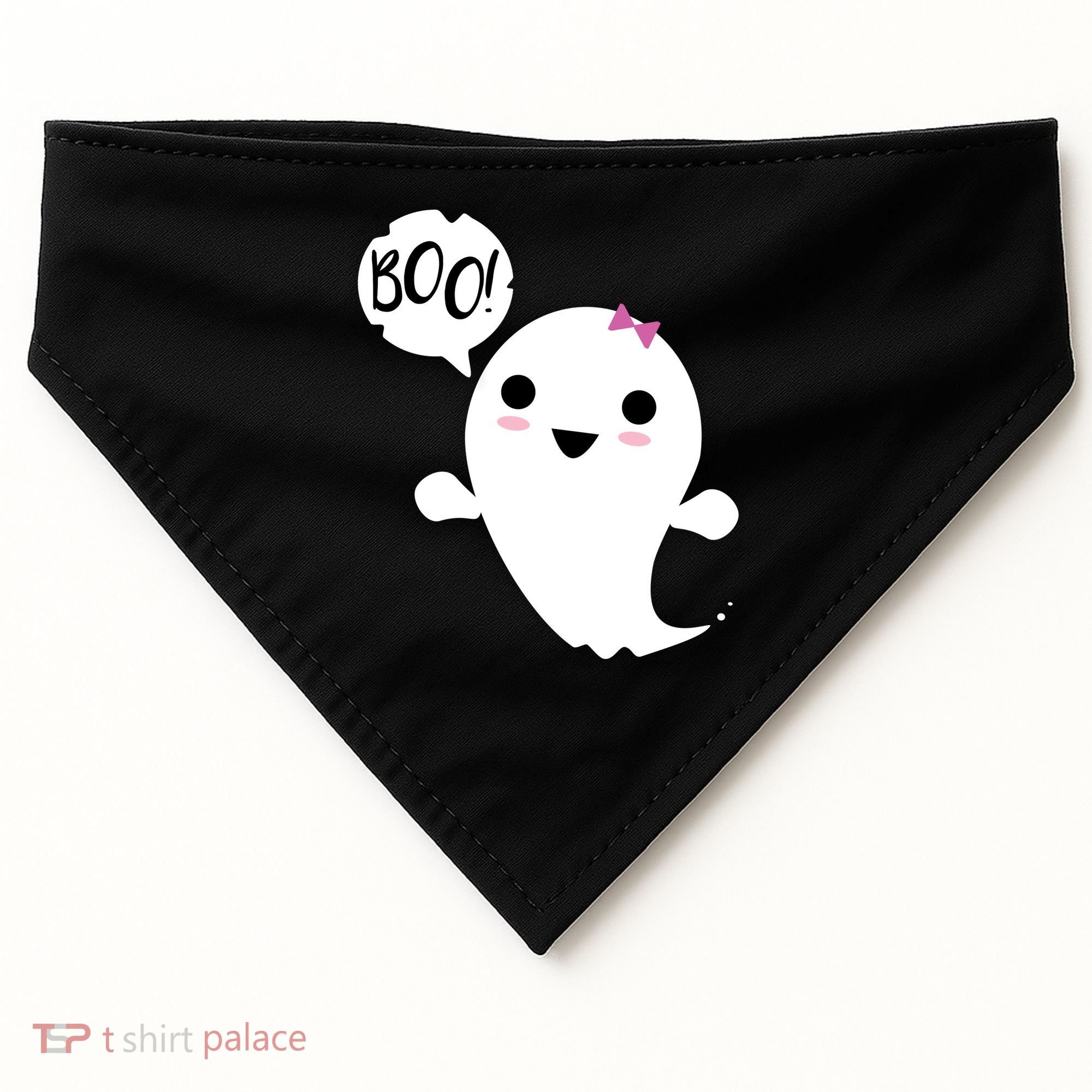Boo Cute Halloween Girl Ghost USA-Made Doggie Bandana
