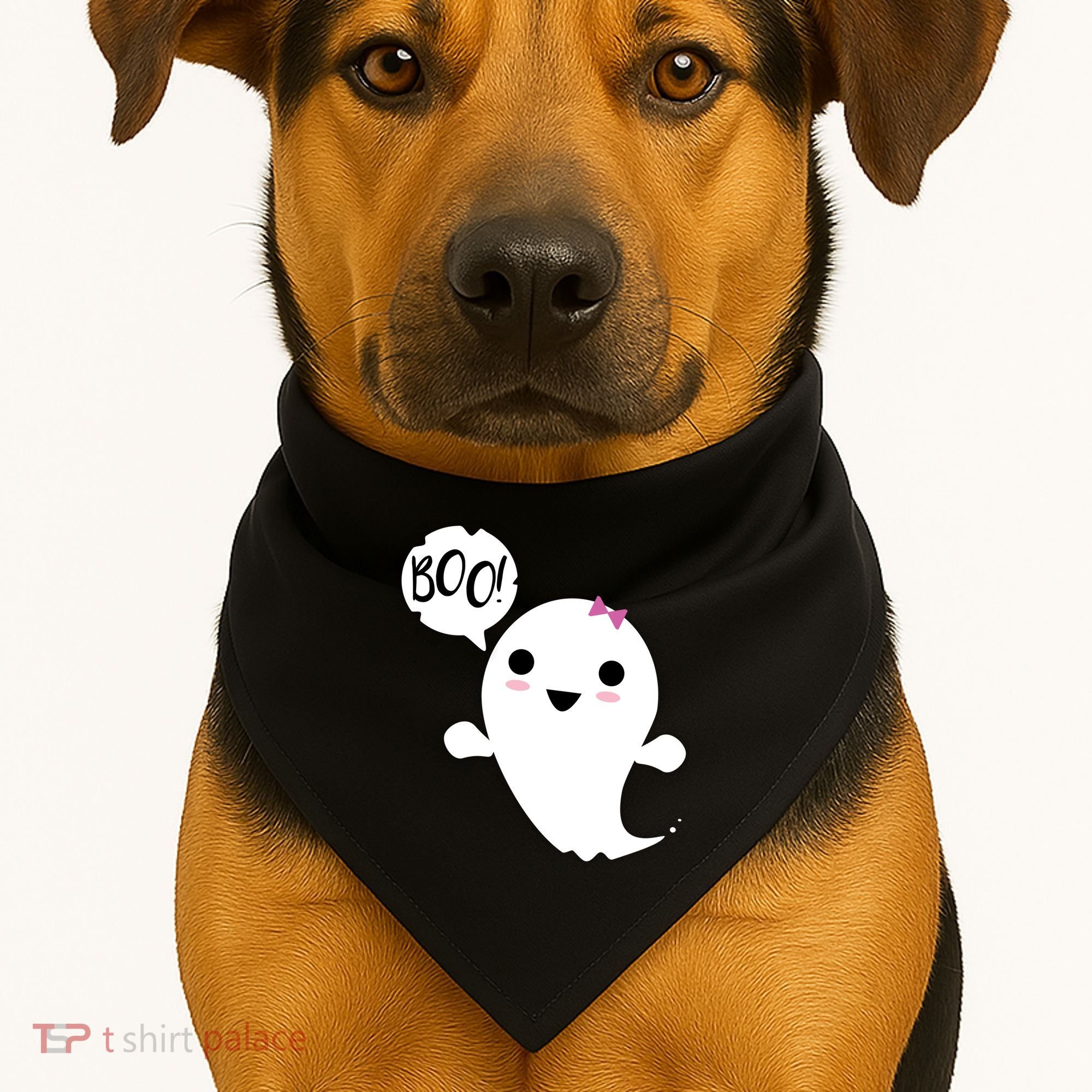 Boo Cute Halloween Girl Ghost USA-Made Doggie Bandana