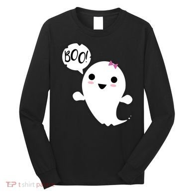Boo Cute Halloween Girl Ghost Long Sleeve Shirt