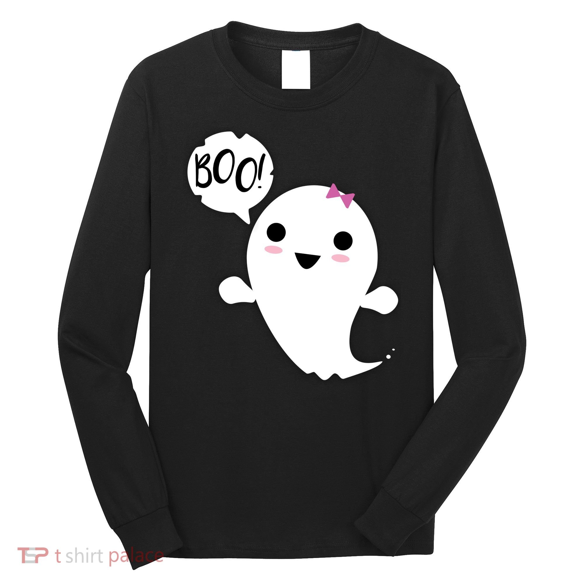 Boo Cute Halloween Girl Ghost Long Sleeve Shirt