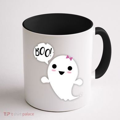 Boo Cute Halloween Girl Ghost Coffee Mug back