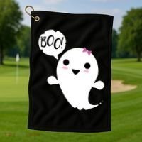 Boo Cute Halloween Girl Ghost Golf Towel thumb 1