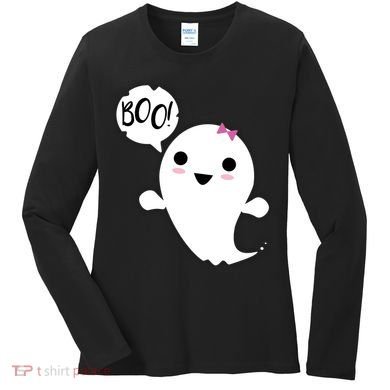 Boo Cute Halloween Girl Ghost Women's Long Sleeve Shirt