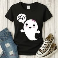 Boo Cute Halloween Girl Ghost Women's T-Shirt thumb 3