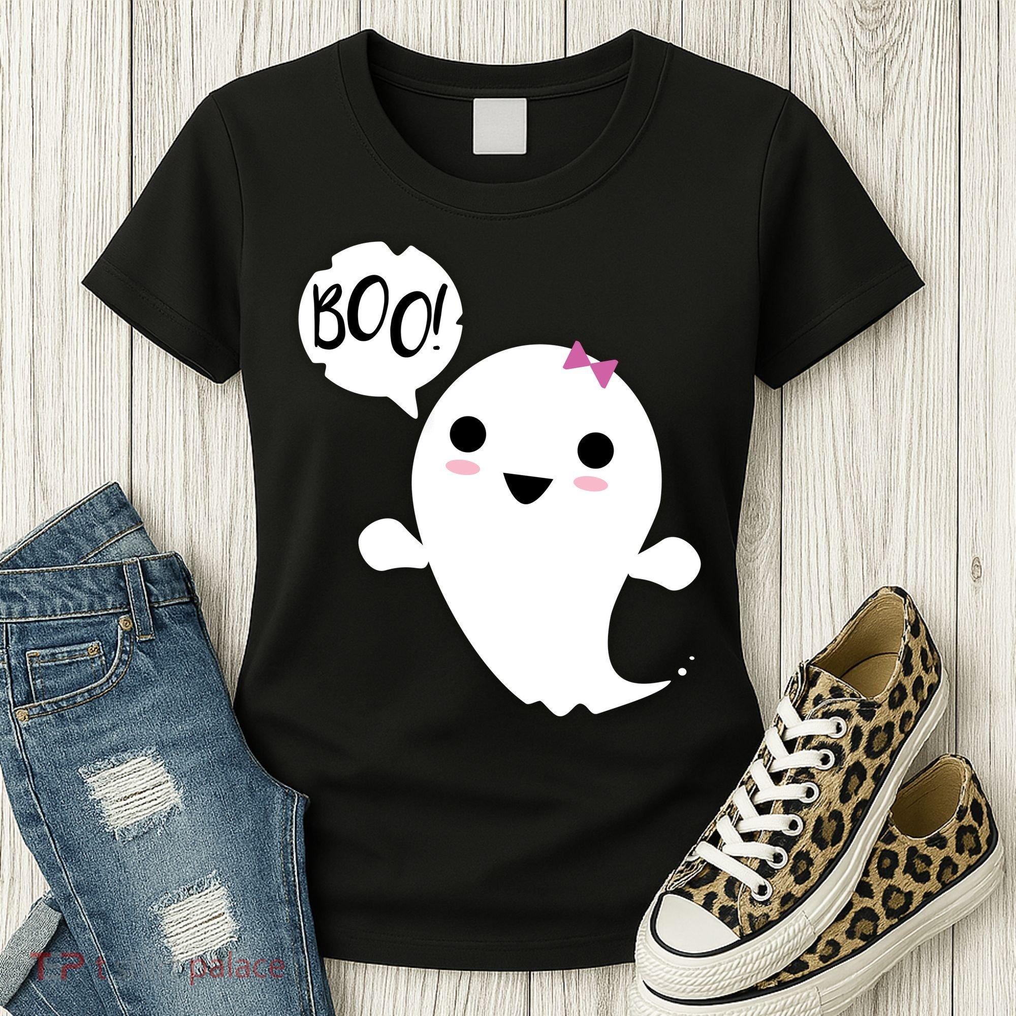 Boo Cute Halloween Girl Ghost Women's T-Shirt