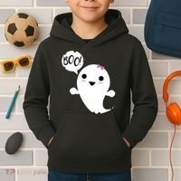 Boo Cute Halloween Girl Ghost Kids Hoodie thumb 2