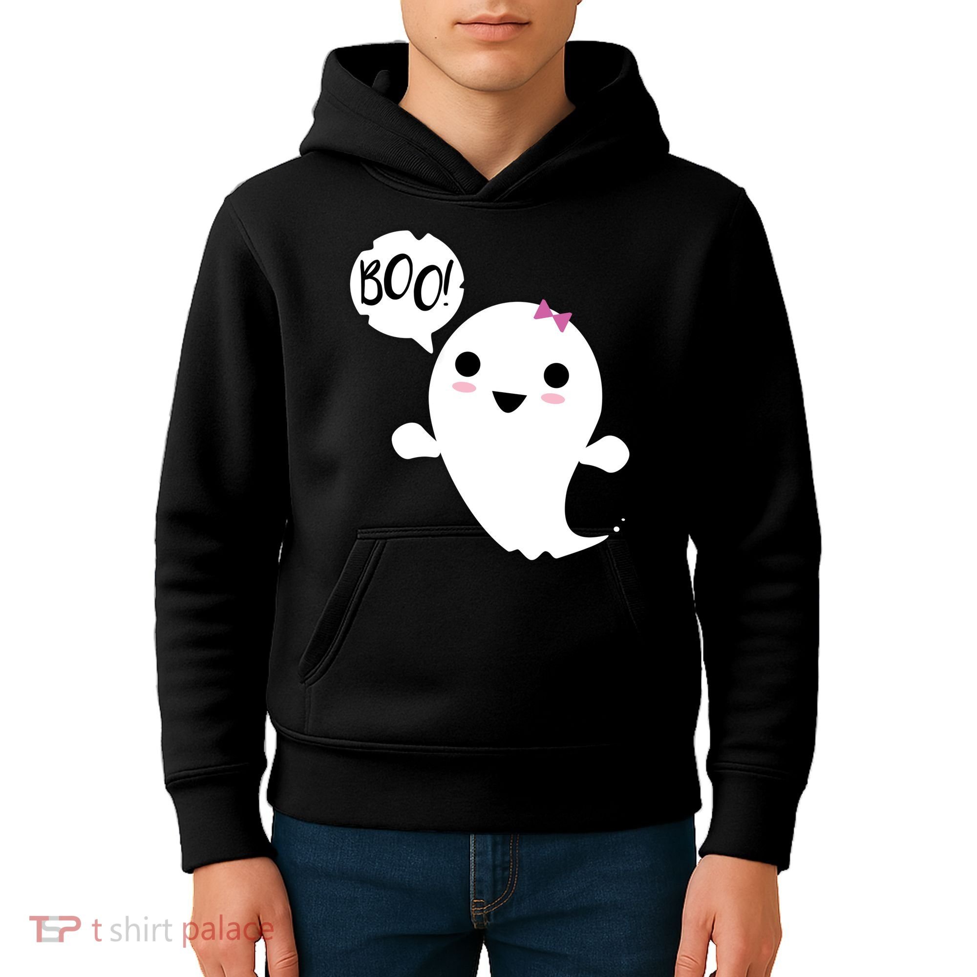 Boo Cute Halloween Girl Ghost Kids Hoodie