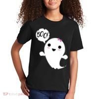 Boo Cute Halloween Girl Ghost Kids T-Shirt thumb 2