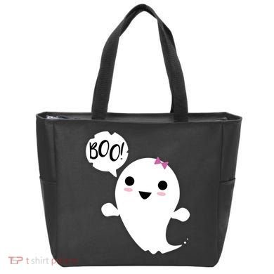 Boo Cute Halloween Girl Ghost Tote Bag