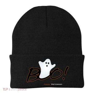 Boo Happy Halloween Ghost Beanie