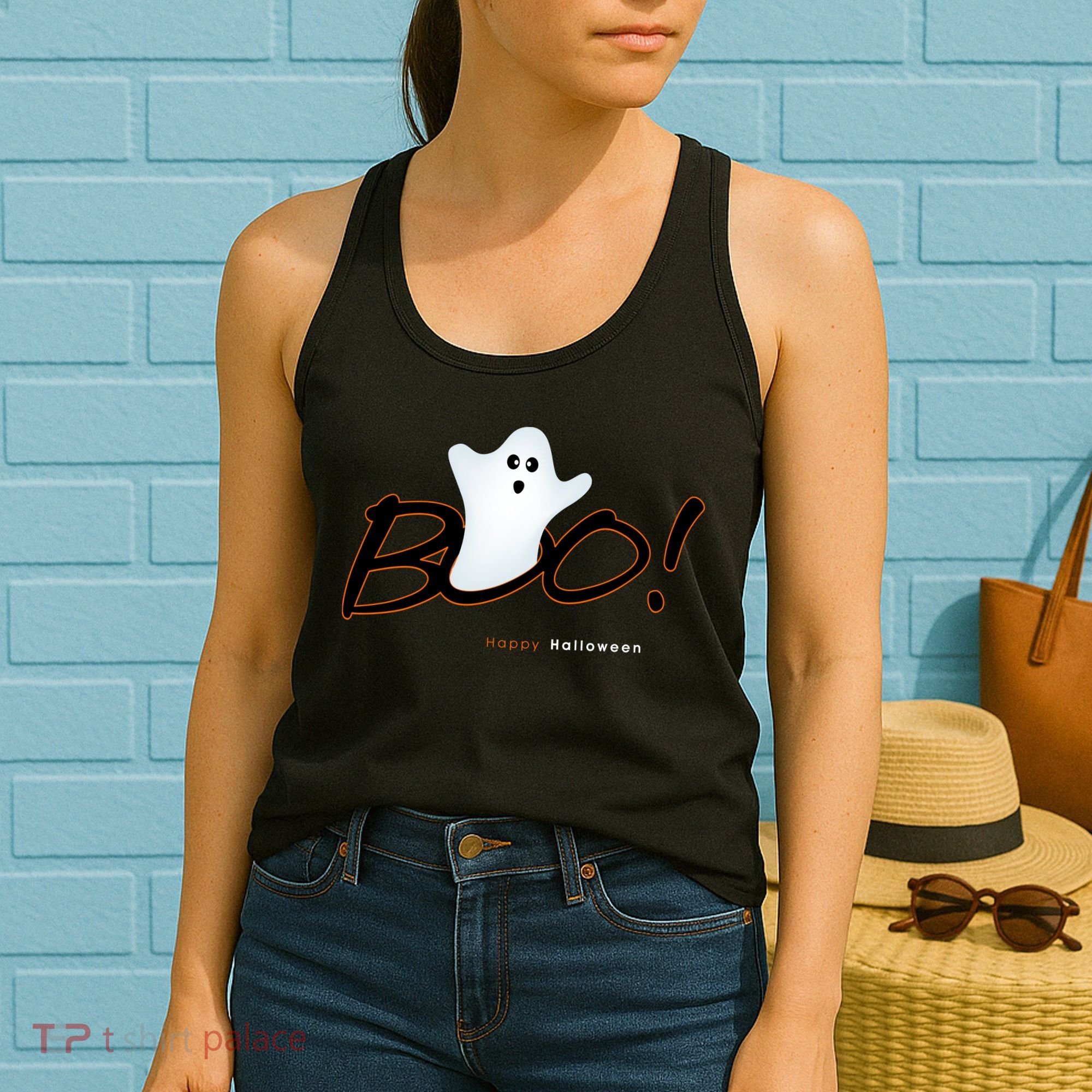 Boo Happy Halloween Ghost Women's Tank Top