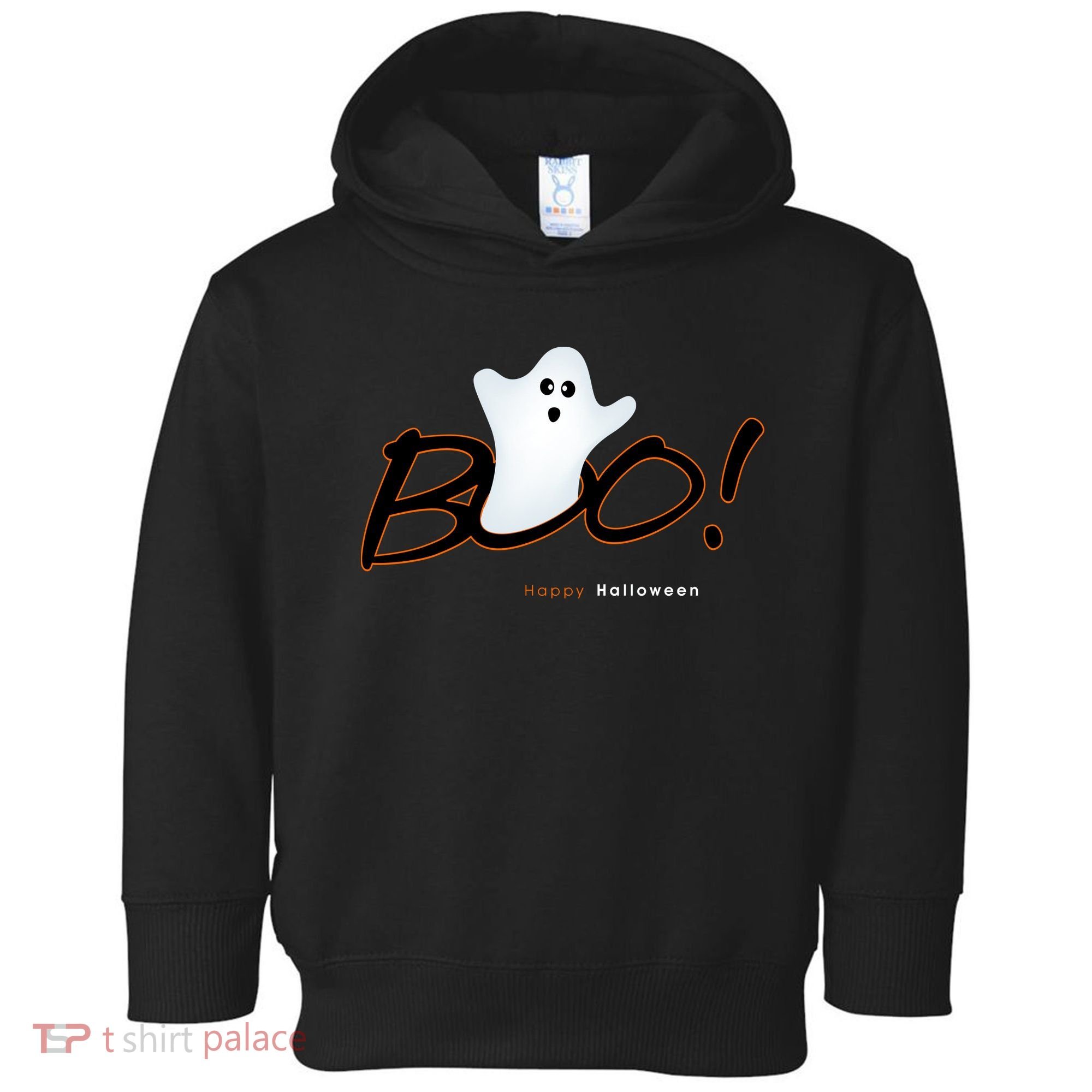 Boo Happy Halloween Ghost Toddler Hoodie
