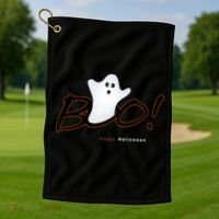 Boo Happy Halloween Ghost Golf Towel thumb 1