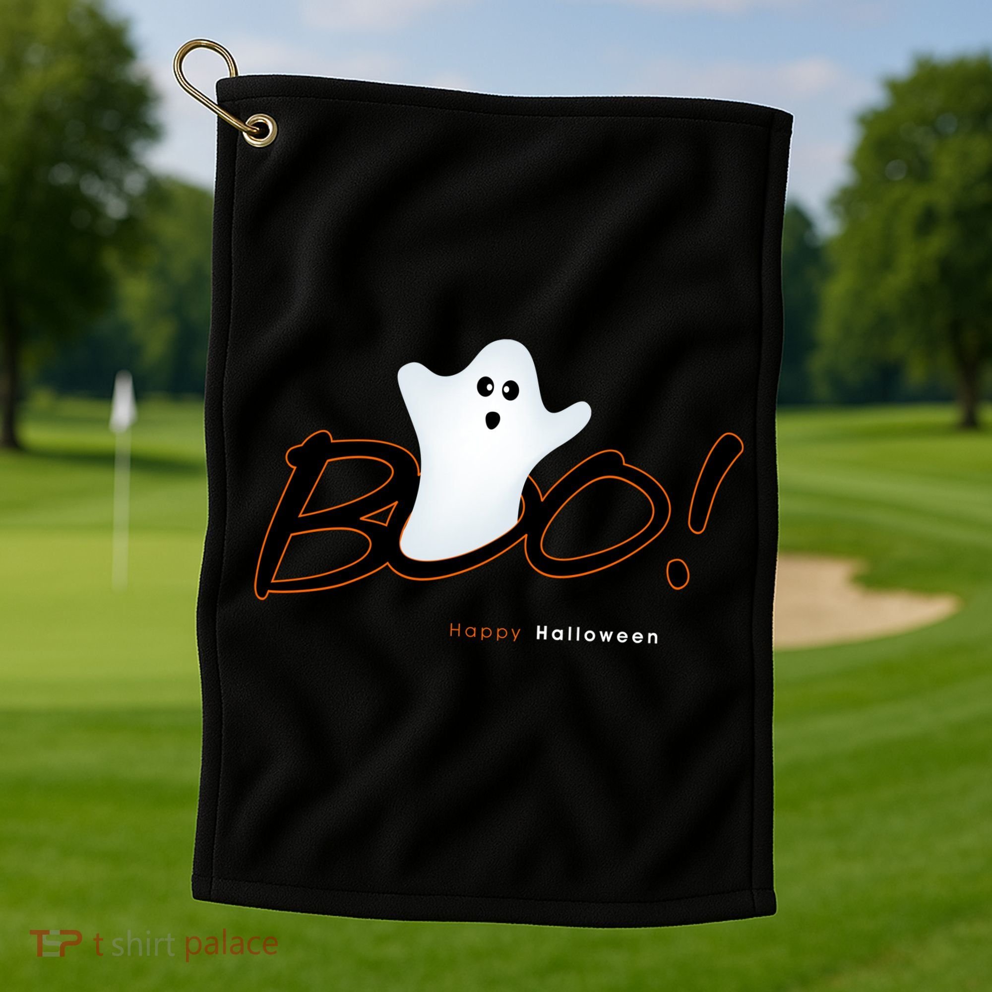 Boo Happy Halloween Ghost Golf Towel