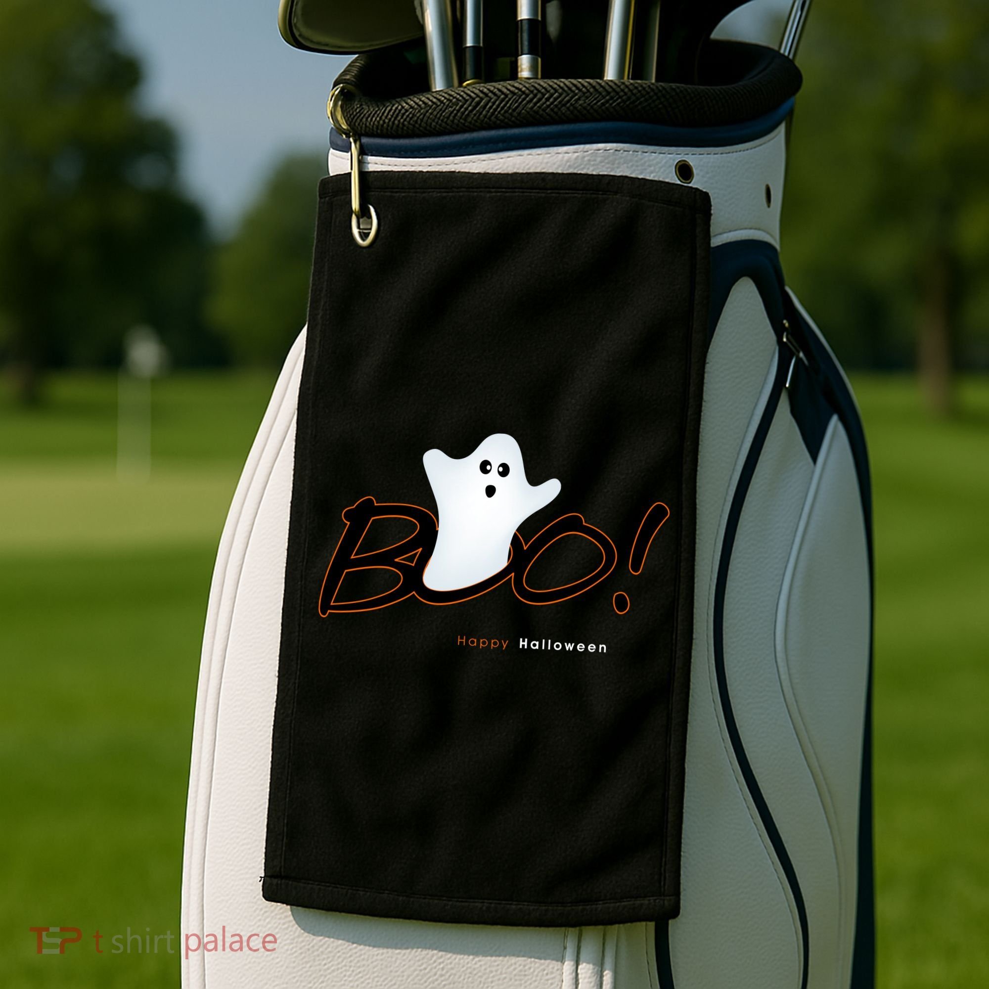 Boo Happy Halloween Ghost Golf Towel