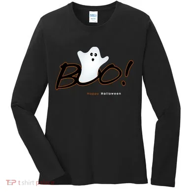 Boo Happy Halloween Ghost Women's Long Sleeve Shirt