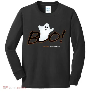 Boo Happy Halloween Ghost Kids Long Sleeve Shirt