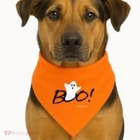 Boo Happy Halloween Ghost USA-Made Doggie Bandana thumb 1