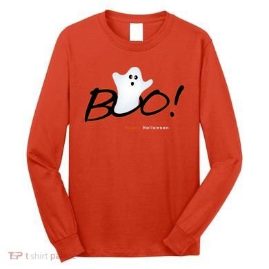 Boo Happy Halloween Ghost Long Sleeve Shirt
