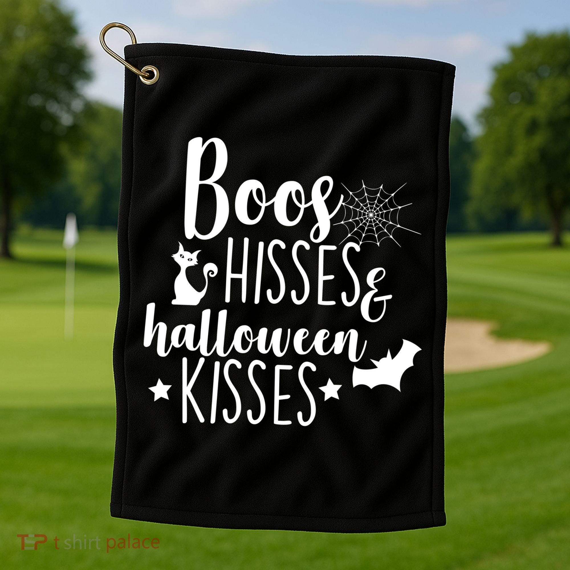 Boo Hisses Halloween Kisses Golf Towel