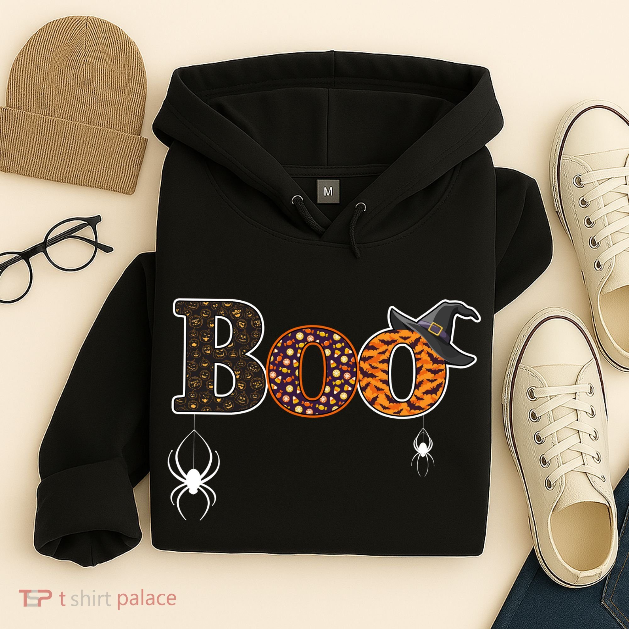 BOO Spiders Witches Logo Hoodie
